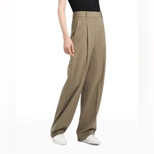 Theory Pleated Wool High-Rise Straight-Leg Pants